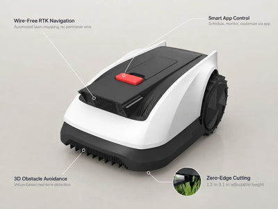 Robot Lawn Mower Designed for Wire-Free Lawns, AI Mapping, 3D Obstacle Avoidance, 1/4 Acre Coverage